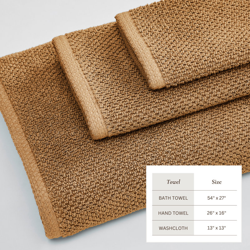 Drap de bain 100% coton texturé, Moka, Ensemble 6 pièces