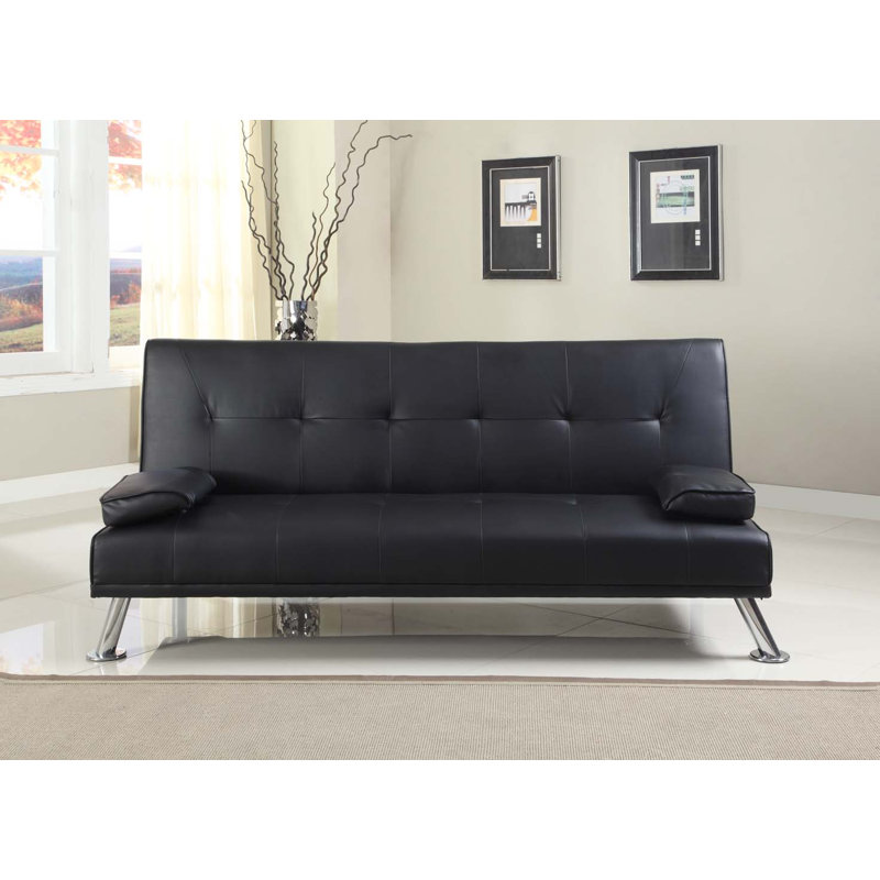 Dancer 3 Seater Faux Leather Sofa Bed, Black
