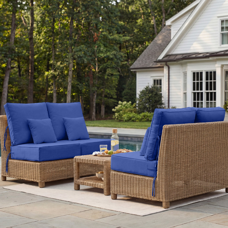 Outdoor Chair Cushions 24 x 24  x 6  Inch, Outdoor Replacement Cushion Set of 4, Back & Seat Patio Cushions for Outdoor Furniture,  Weather Resistant Patio Chair Cushions with Removable Cover and Straps, Navy Blue