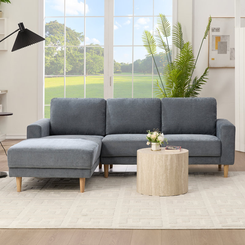 Canapé modulaire rembourré 2 pièces en L 84 po 2 pièces, Gris chenille