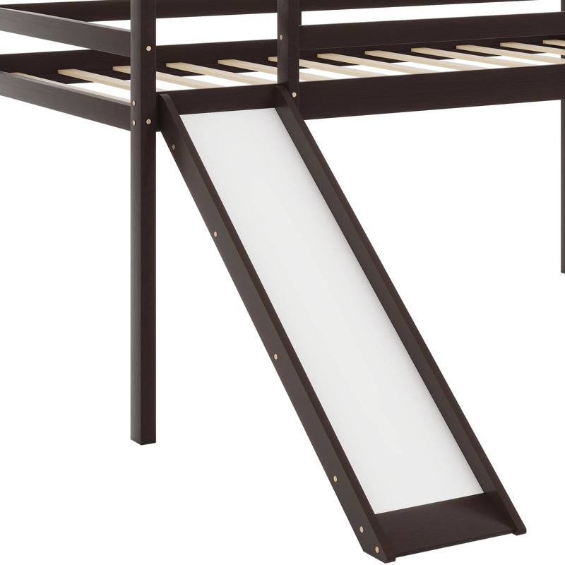 Lit mezzanine multifonctionnel avec glissade, Espresso