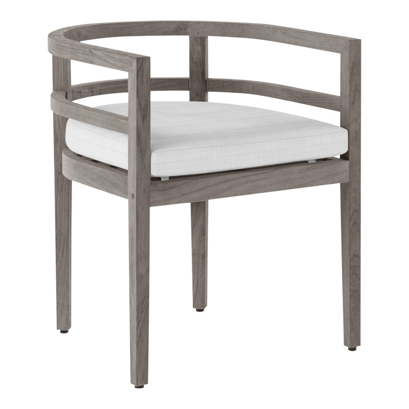 Chaise avec accoudoirs d'extérieur en teck Santa Barbara, Pas de soudure, Perigold ‑ Blanca Ishi, Teck huître