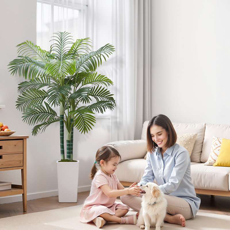 Palmier artificiel artificiel avec plante blanche Areca, H 72,01 po x l 40,94 po x P 40,94 po