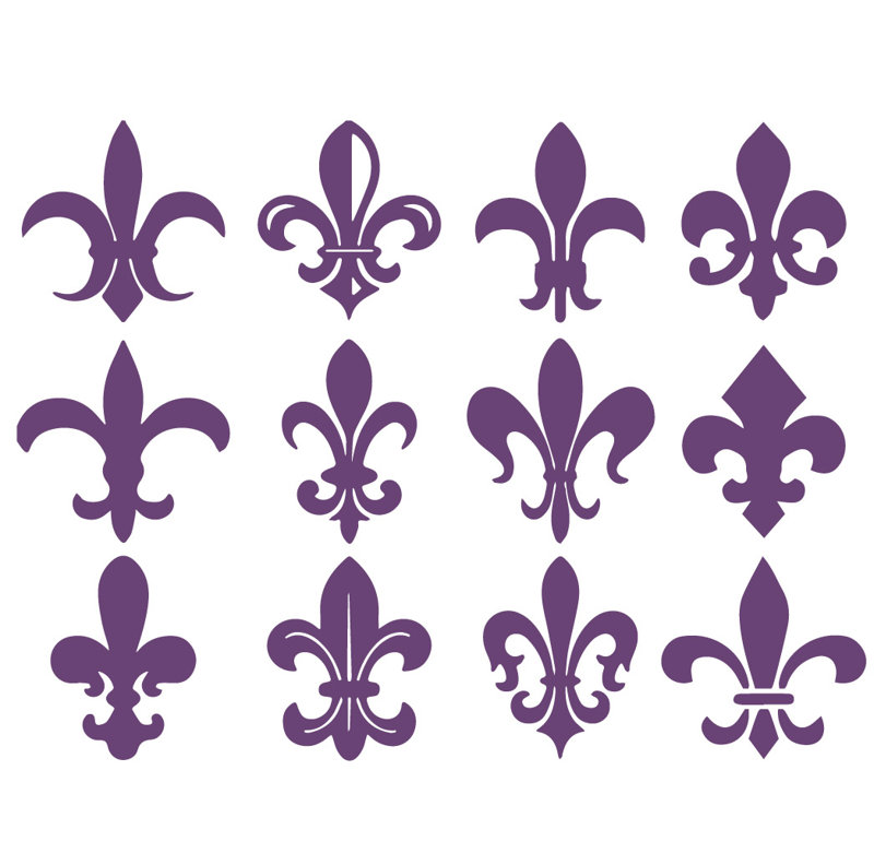 Décalcomanie murale motif fleur du lis, H 24 po x l 32 po x P 0,01 po, Violet
