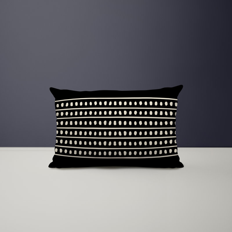 Polyester / Mélange de polyester Housse de coussin rectangulaire intérieure / extérieure lombaire et insert, Noir