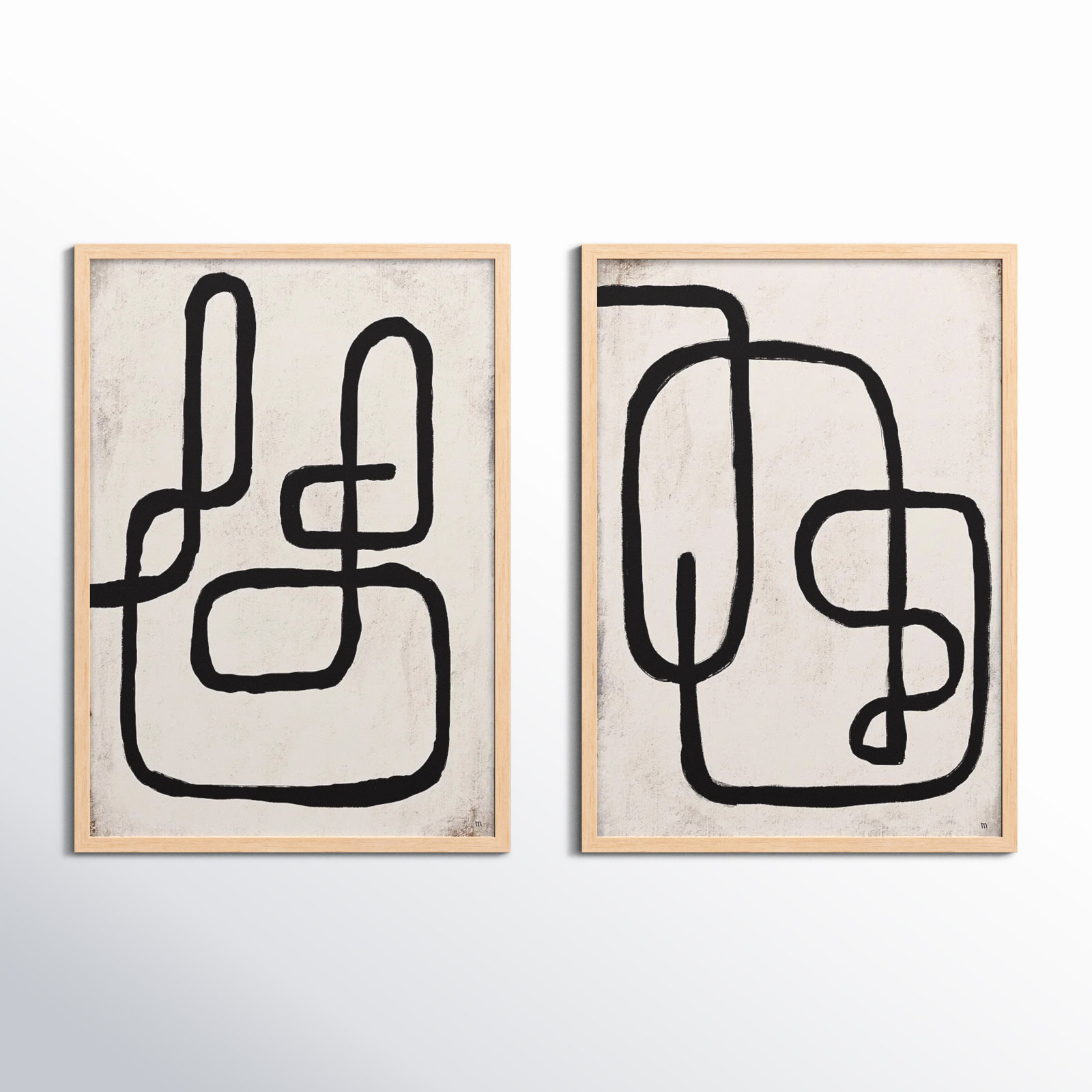 Linework by StudioM, 20" H x 28" W x 1.25" D, Maple Framed Paper