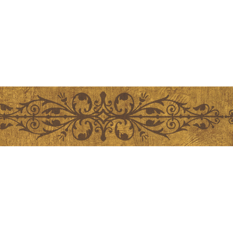 Bordure de papier peint treillis Haysi L 15 pi x l 5 po, Brun / Doré