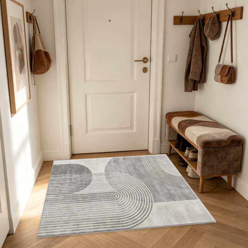 Grey Mid-Century   area rugs for Living Room, Soft and Comfortable, Suitable for all seasons, easy to maintain, machine washable Indoor floor mat, Under Table Farmhouse suitable for Bedroom, Dining Room, Study,  Balcony, Home Decor Patio