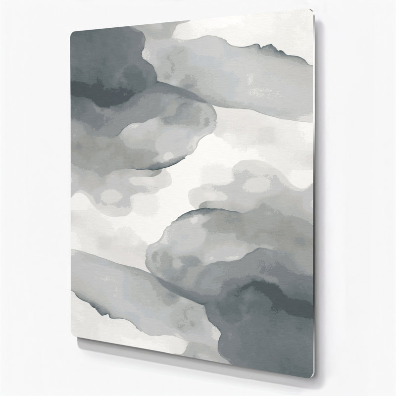 Aquarelle abstraite 28, art mural gris en métal, H 14 po x l 11 po