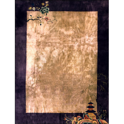 Ivory Chinese - Art Deco Antique 1920s Room Size Rectangle Knotted Wool Rug
