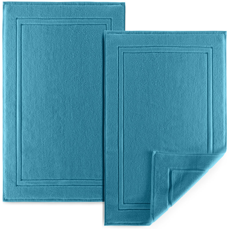Ensemble de tapis de bain de couleur unie Altynai, 17", 24", Bleu mosaïque