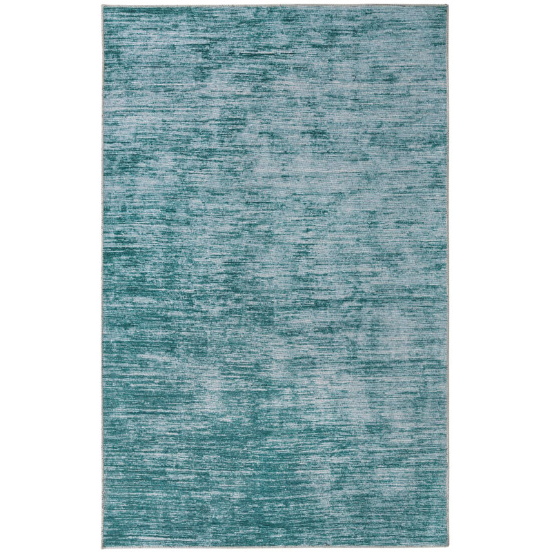 Tapis contemporain de couleur sarcelle Ikhasa, Rectangle de 5 pi x 8 pi