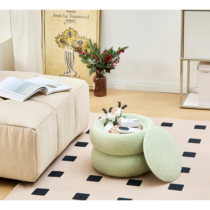 Upholstered Pouf, Green