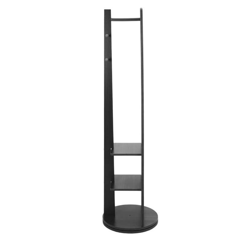 Rectangle Floor Mirror with Shelves, Black