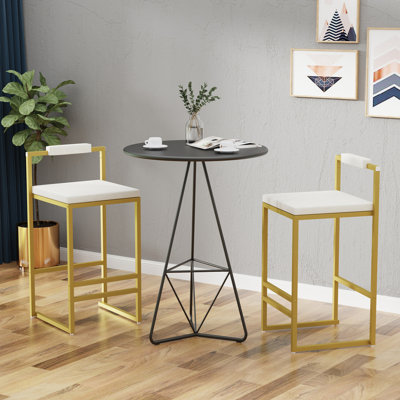 Modern Indoor Bar Stools Of 2 With - Slip Stability, Velvet Seats In Creamy White And Golden Bases For Kitchen Or Dining Gold 2, Comfortable Home Entertaining Work