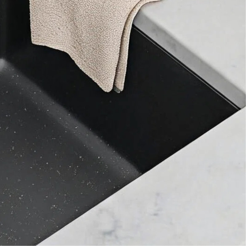 Black Granite Composite Quartz Sink, Embedded Design Under The Table, Suitable For Installation And Use In Kitchen Bar Counter