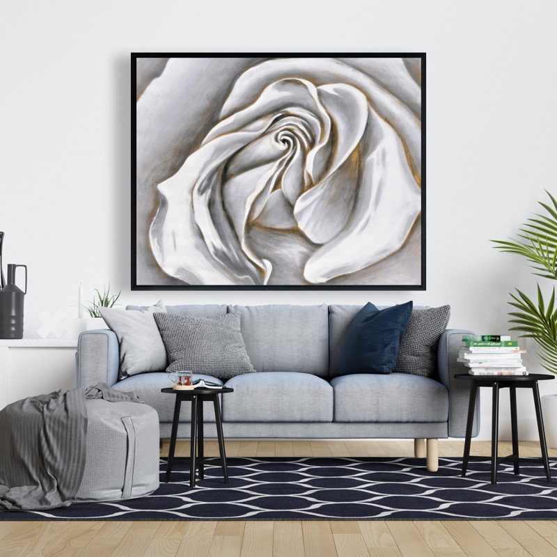 White Rose Delicate Print On Canvas