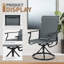 Ensemble de salle à manger de patio pour 4 personnes avec table carrée en métal et chaises berçantes pivotantes (gris)-558639519