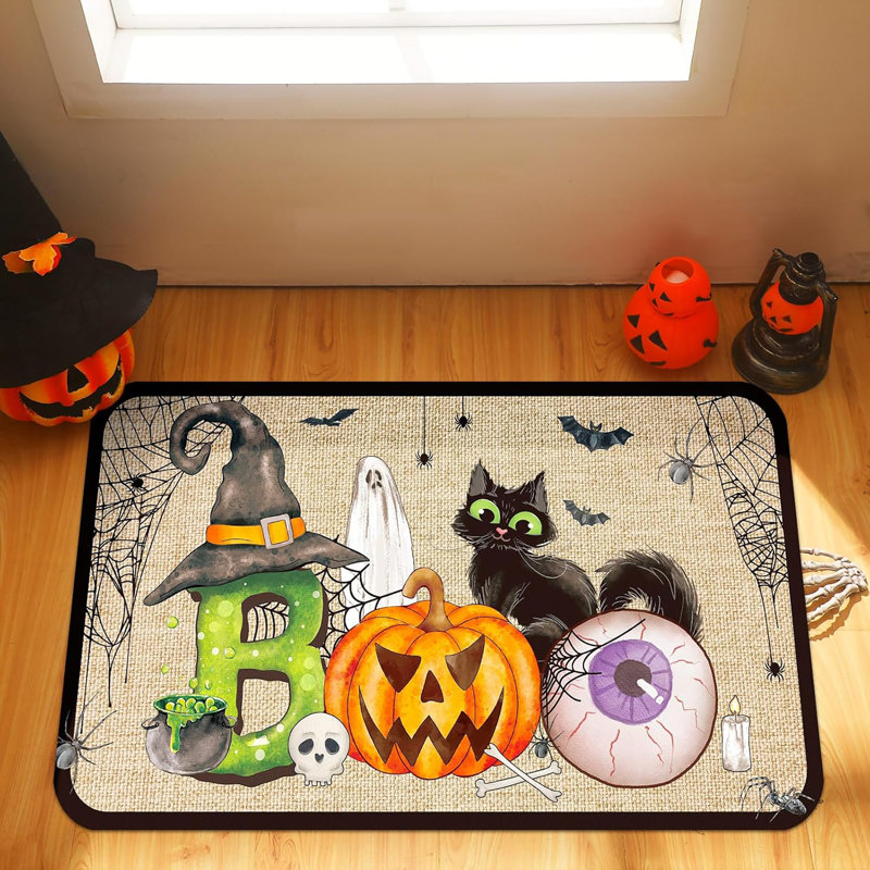 Tapis de porte d'Halloween pour l'extérieur Tapis d'Halloween Boo
