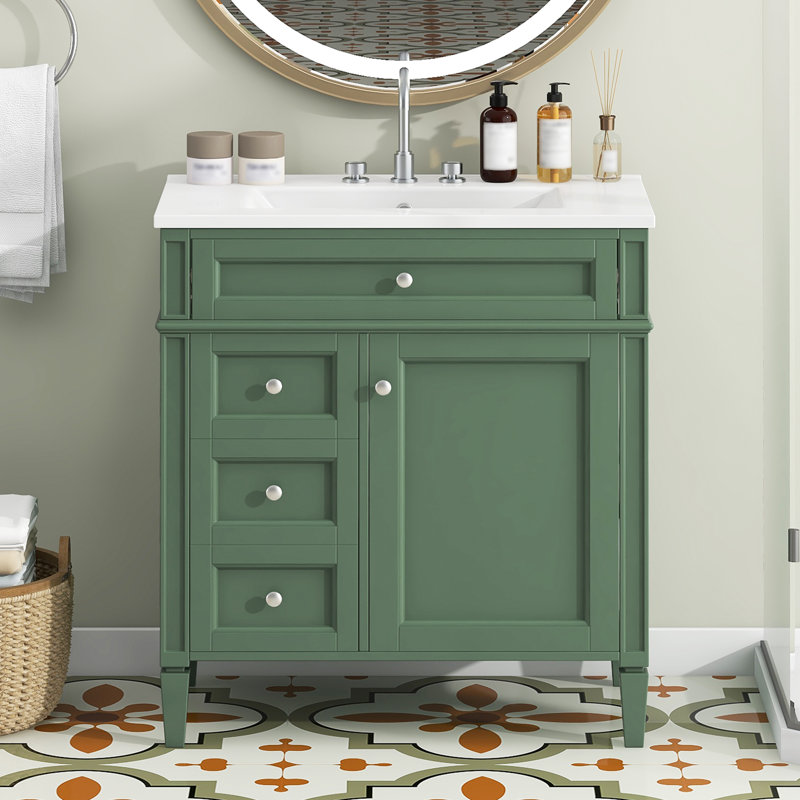 Meuble-lavabo de 30 po avec lavabo supérieur, Vert