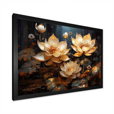 Golden Lotus Tranquility III sur toile