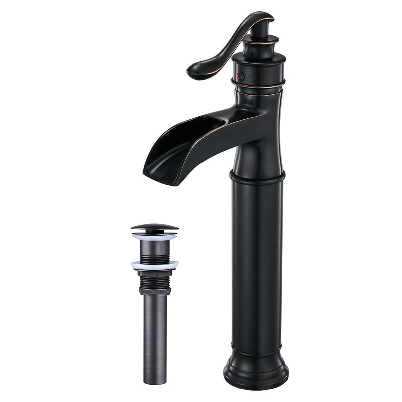Verve Single Handle One Hole Waterfall Bathroom Vessel Faucet With Pop Up Drain, Oil Rubbed Bronze