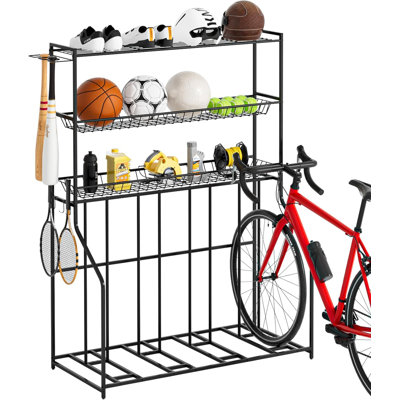 4 Bike Stand Bike Rack Garage with 3Tier Storage Rack Bicycle Stand for Garage Organizer