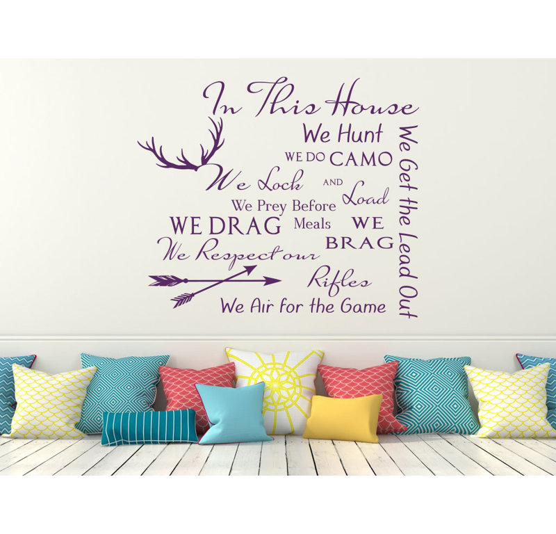 Décalcomanie murale citation règles maison family, Violet