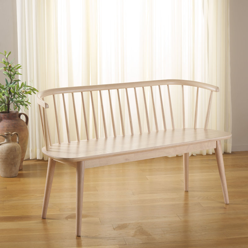 Ayaah Solid Wood Bench, White Washed