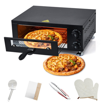Four à pizza commercial à cuisson rapide - 12 pouces, machine à pizza de comptoir en acier inoxydable de 1 100 W avec fenêtre de visualisation, minuterie, chambre scellée - pour les restaurants, les cuisines, la restauration, la maison - noir, États-Unis