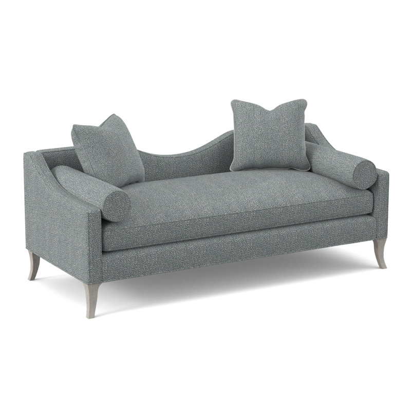 Audrey Upholstered Chaise Lounge, Bisque, Maya Cyan Polyester Blend
