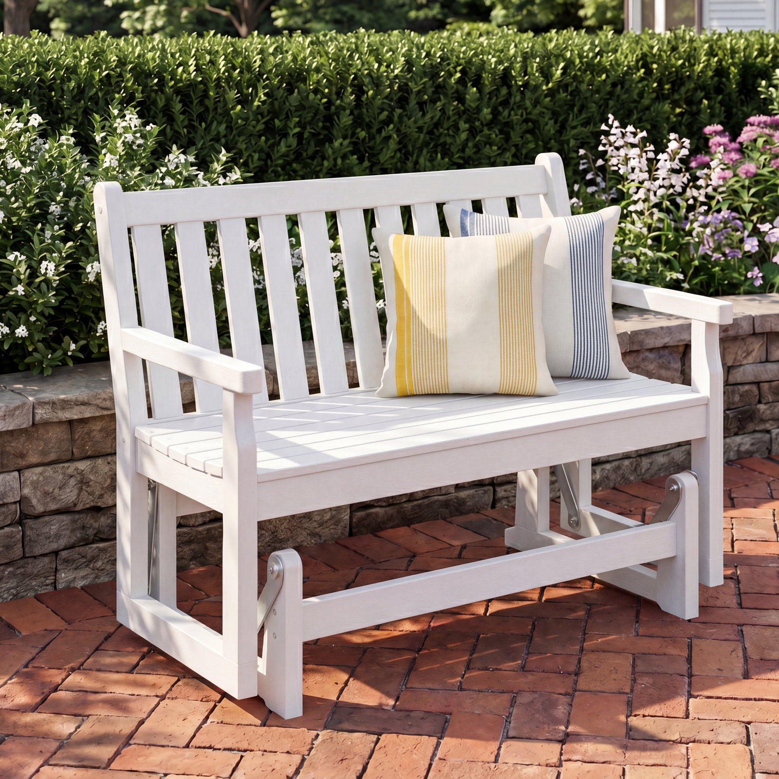 POLYWOOD® Traditional Garden 47" Patio Glider Bench, White