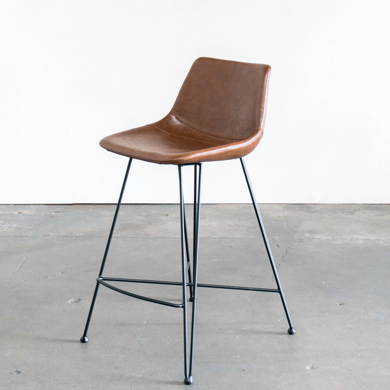Volya Bar & Counter Stool Faux Leather, Brown, Bar Stool (30" Seat Height)