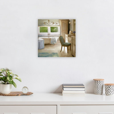Beige French Bath Wall Art Decor,Simple Canvas Wall Art,24" X 24"