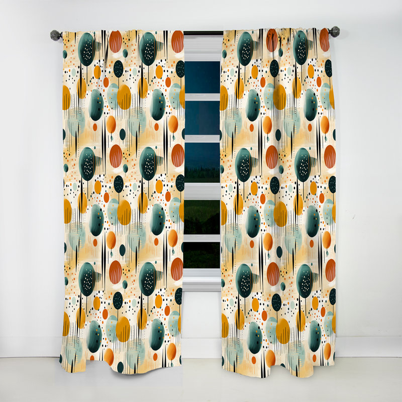 Motif géométrique jaune et vert - Rideau abstrait - Rideau géométrique obscurcissant - 1 panneau, L 52 po x L 95 po