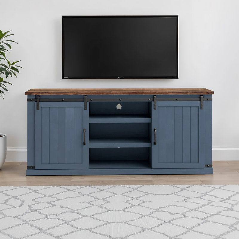 Meuble télé pour téléviseur de 75 po ou moins Tamworth, Marine / Brun