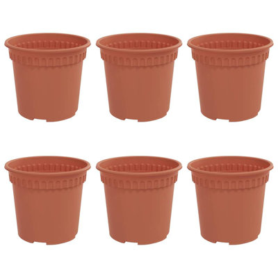 Round Flower Pot 6 Pcs Plastic