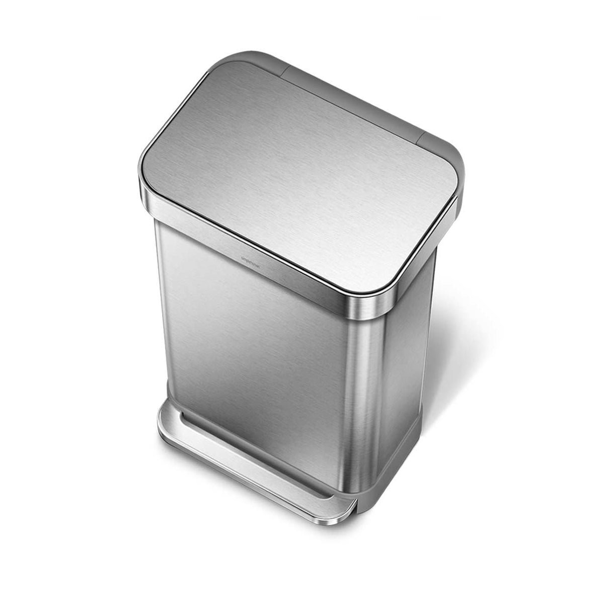 simplehuman 12gal Rectangular Step-On Can, Brushed