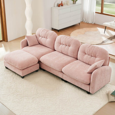 107" Chenille L-Shaped Modular Sofa