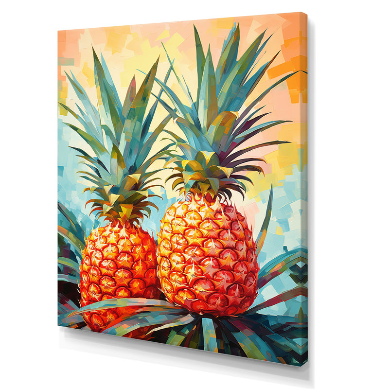 Sérénade ensoleillée à l'ananas, Toile tendue, H 32 po x l 16 po x P 1 po