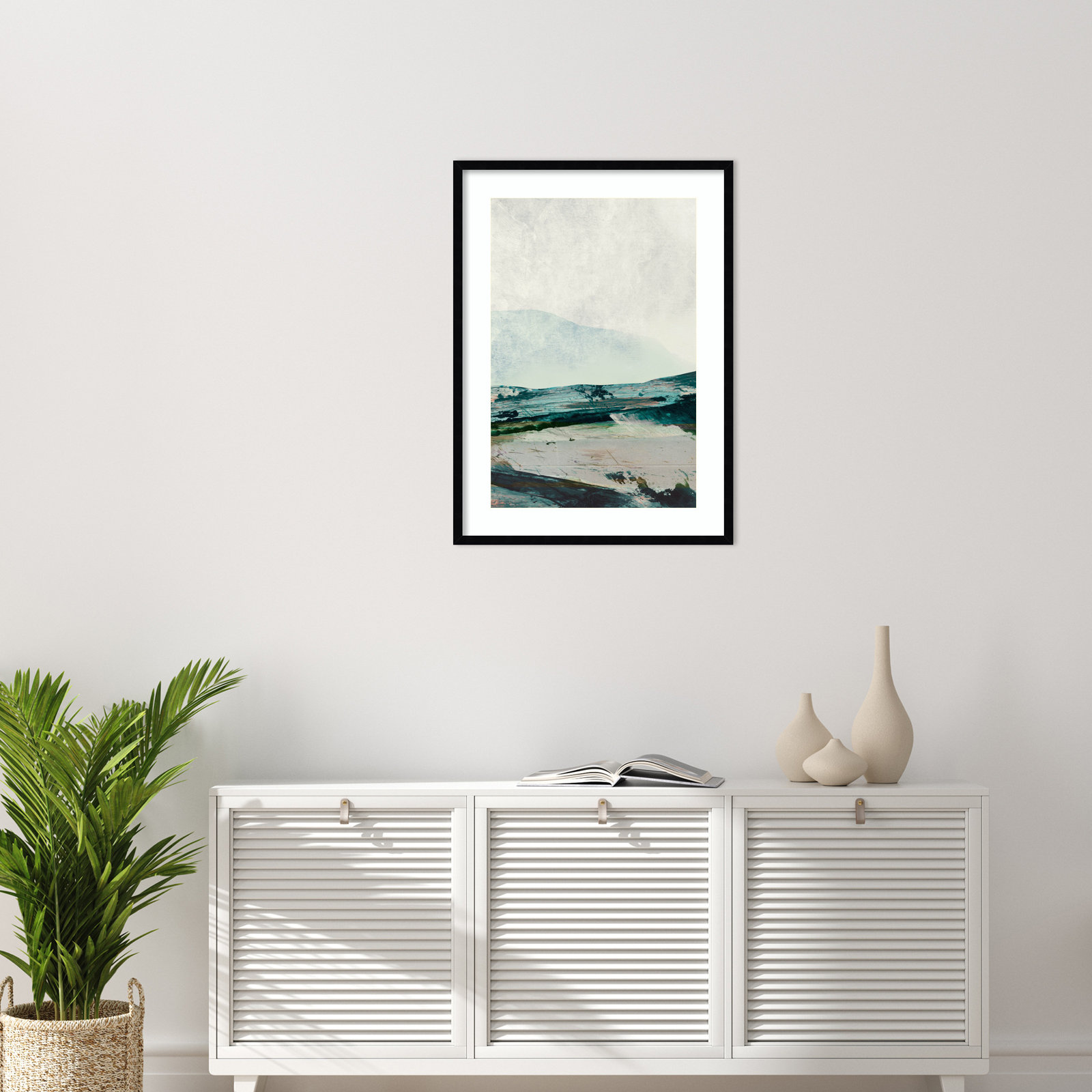 Cleve "Mountain Mists" Print by Dan Hobday, Black Framed, 33" H x 24" W
