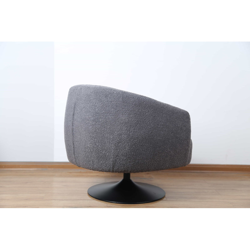 Abrahim Upholstered Swivel Barrel Chair, Gray