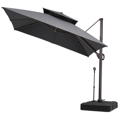  118'' Square Cantilever Umbrella with Easy-Move Base | One-Person Mobility