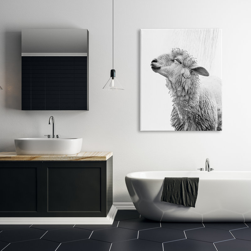 «Sheep Bathroom Splash» par Annalisa Latella, H 48 po x l 36 po x P 1,5 po