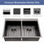 Évier de cuisine à double cuve à montage sur plan, 33 po x 22 po en acier inoxydable noir, calibre 16, cuves profondes de 9 po | Idée cadeau