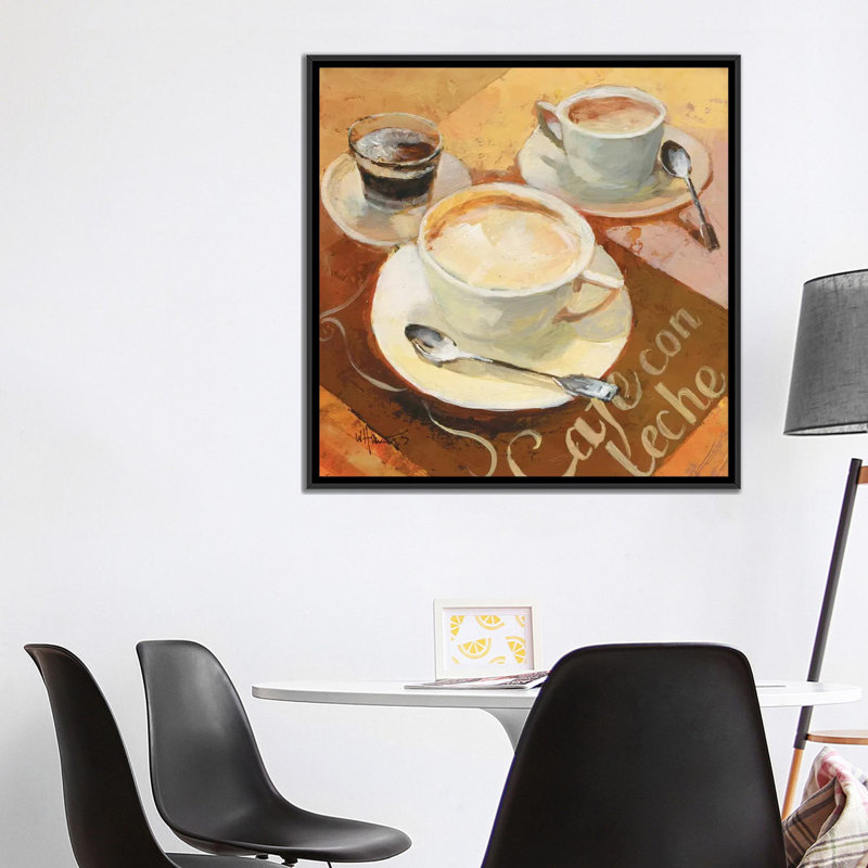 «Cafe Grande II» par willem haenraets - reproduction sur toile, H 18 po x l 18 po x P 1,5 po, Toile avec cadre noir