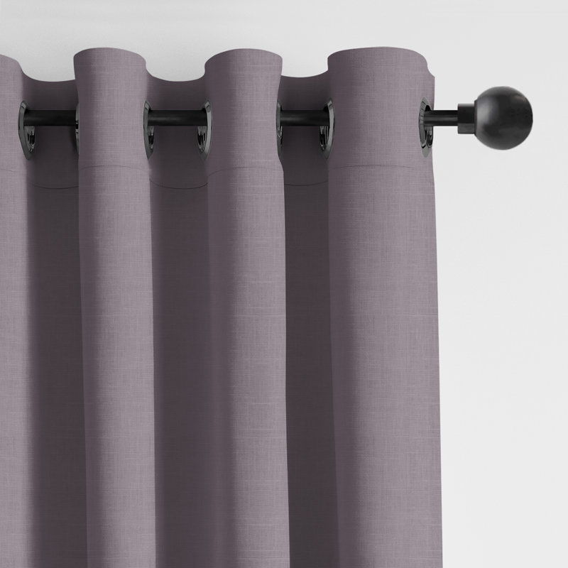 Elsie Linen Look Grommet Drapery Panels Pair, 50"W x 84"L, Lilac