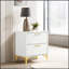 Table de chevet 2 tiroirs Lush White and Gold, espace de rangement spacieux pour les chambres modernes et élégantes
