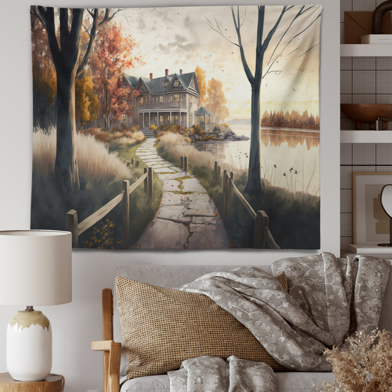 Tapisserie en polyester avec punaises, H 50 po x l 60 po