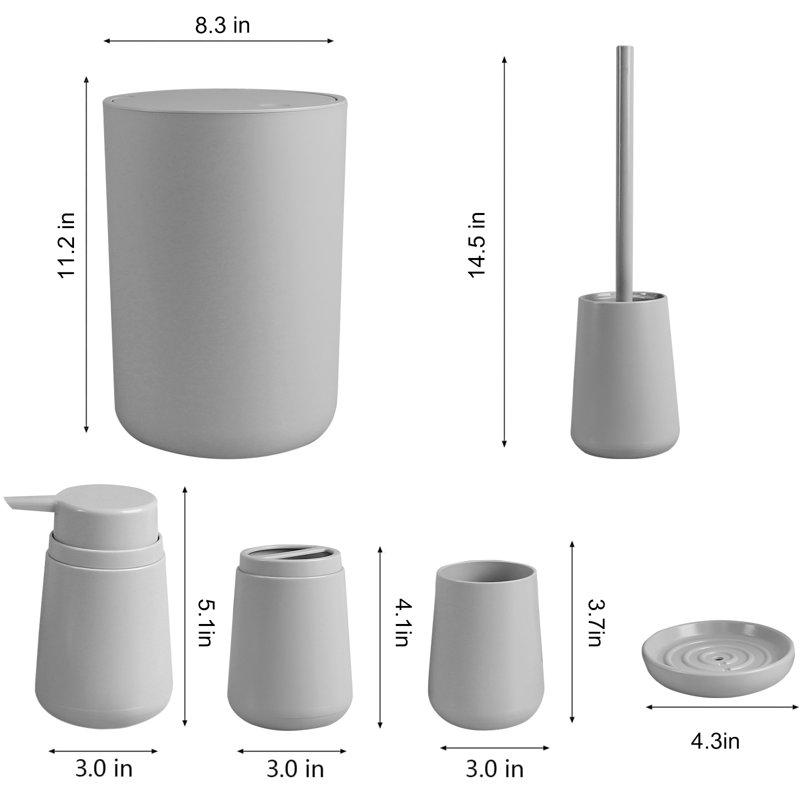 Ensemble d'accessoires de salle de bain Denitta, Gris
